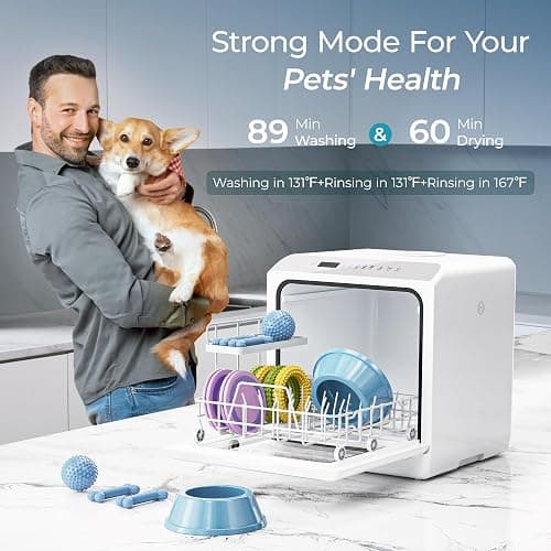 EUHOMY Countertop Dishwasher Portable with 6 Programs, 5L Built-in Water Tank for Apartments, 167℉ High-Temp, No Hookup Needed, Mini Dishwasher with Baby Care, Air Dry/Quick/ECO/Fruit/Normal, White thumbnail 5