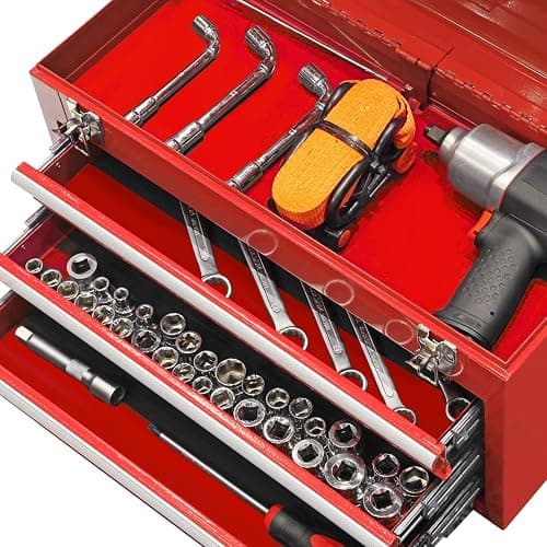 BIG RED ANTBD133-XB Torin 20" Portable 3 Drawer Steel Tool Box with Metal Latch Closure, Red - Red thumbnail 7