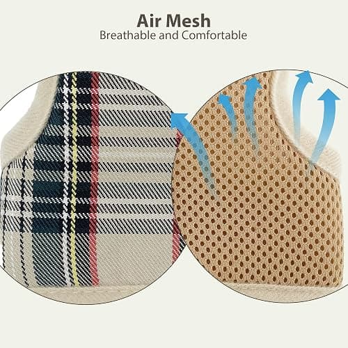 AIITLE Adjustable Bunny Harness & Leash Set - Soft Mesh Liner, Comfort Fit Plaid Pattern Vest with Magic Tape Design, Portable for Small Animal Pets Puppy Cat Rat Squirrel Ferret, Beige L thumbnail 2
