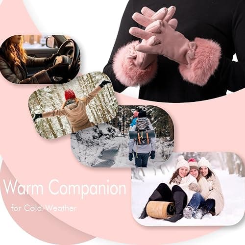 Vagasi Women Touch Screen Gloves, Fleece Lined Winter Gloves for Ladies, Thermal Suede Gloves Fur Cuff for Girls Gifts thumbnail 6
