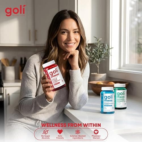 Goli Zero Sugar Trio - World's First 3-in-1 Pre, Post, Probiotic, Apple Cider Vinegar with Vitamin B12 and Probiotics, Ashwagandha & L-Theanine, Vitamin D Gummies, 90 Count (3-Bottle Set) thumbnail 11