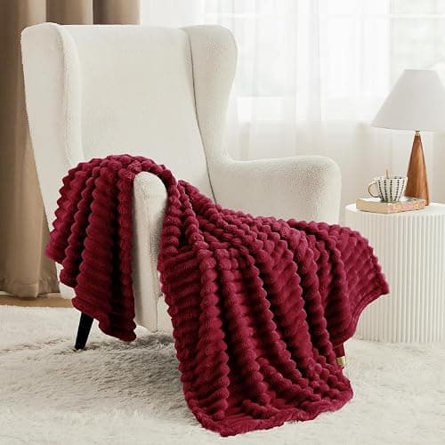 Bedsure GentleSoft Deep Red Blanket for Couch - Cozy Soft Blankets for Women, Cute Small Throws for Girls, 50x60 Inches thumbnail 2