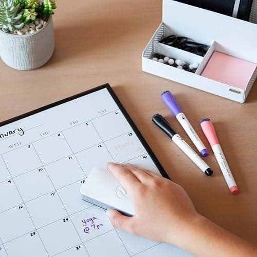 U Brands Magnetic Dry Erase Board Felt Eraser, 2"x5"x1", White, Lightweight Modern Design thumbnail 2