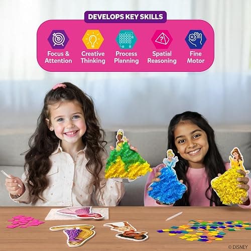 Skillmatics Poke-in Art – Disney Princesses, Wood Craft Kit, Gift for Kids | DIY Mess-Free Fun, Cinderella, Ariel Fine Motor Skills, Screen-Free, Travel Activity, Girls & Boys Ages 4, 5, 6, 7, 8, 9 thumbnail 5