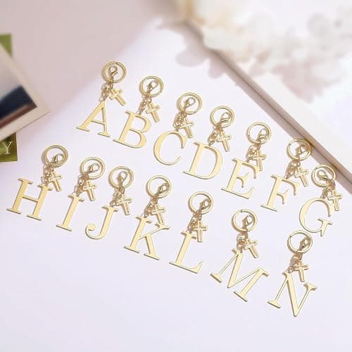 Coprall Gold Initial Keychain for Women A-Z Letter Cross Keychains Alphabet Key Chain bag Accessories Gift for Christian thumbnail 3