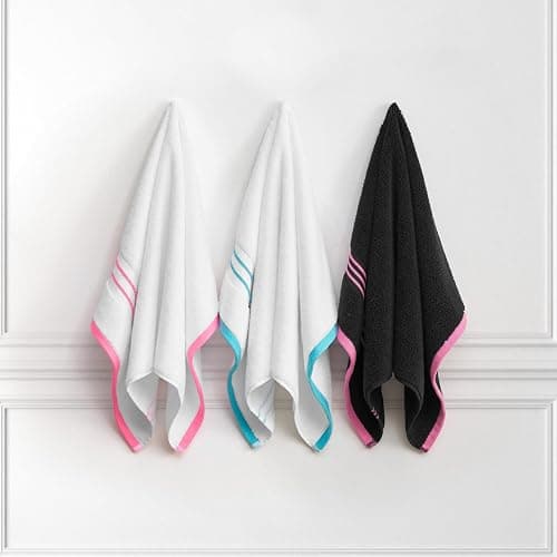 Juicy Couture Black/Hot Pink Border Bath Towels 6-Piece 100% Cotton Bath Towel Set thumbnail 6