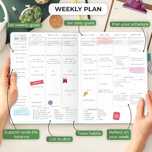Clever Fox Planner PRO Schedule – Undated Weekly & Monthly Life Planner with Time Slots, Appointment Book & Daily Organizer, A4 (Turquoise) thumbnail 3