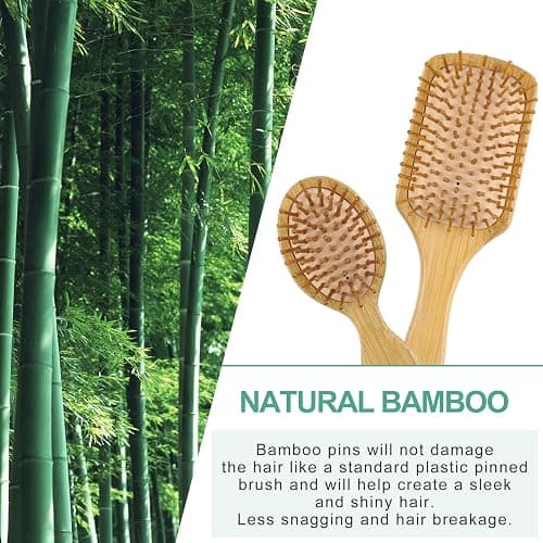 100% Bamboo Hair Brushes and Comb Set by Combetter, Comb for Women and Detangling, Great on All Hair, Eco-Friendly and Handmade for Women Men and Kids thumbnail 3