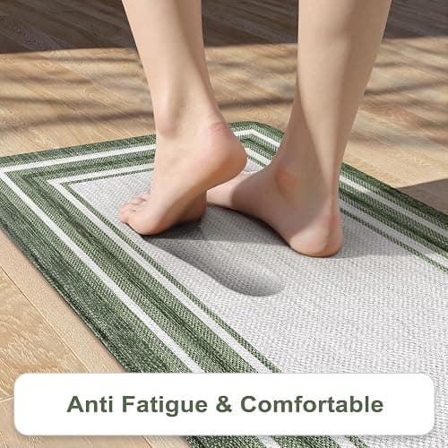 KIMODE Kitchen Mats Cushioned Anti Fatigue, Farmhouse Christmas Kitchen Rugs Sets of 2, Non Slip Kitchen Mats for Floor, Comfort Kitchen Floor Mats for Sink Laundry Desk 17"x47"+17"x29" Green thumbnail 3