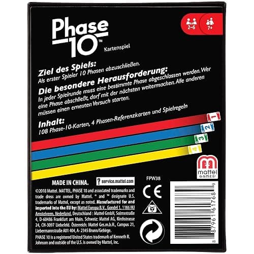Mattel Games Phase 10 Kartenspiel für die Familie, Deutsche Version, von den UNO-Machern, Rommé-ähnlich, Perfekt als Kinderspiel, Reisespiel oder Spiel für Erwachsene, für 2-6 Spieler, FPW38 thumbnail 6
