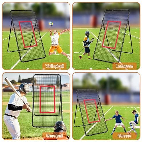 Adjustable Volleyball Rebounder Net 7x4 FT, Steel Frame & High-Tension PE Netting, Durable & Portable Volleyball Training Equipment Practice for Improving Volleying, Bumping, Spiking Skills thumbnail 7