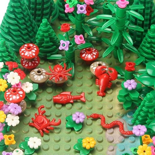 Garden Plants Building Bricks Accessories Flowers Bushes Palm Trees Leaves Shrubs Vines Green Grass Bulk Botanical Pieces and Parts Block Toys for Jungle Forest Park Decor Compatible with Major Brands thumbnail 5