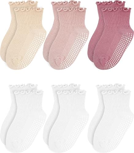 Sooneeya Baby Ruffle Socks Toddler Girls Non-Slip Ankle Socks with Grips | Indoor, Soft, Cotton, Frilly - Image 1