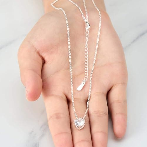 Philip Jones Silver Plated Heart Solitaire Necklace Created with Zircondia® Crystals thumbnail 4
