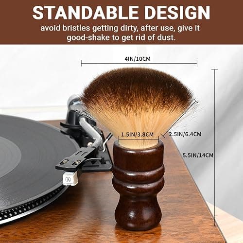 2-in-1 Vinyl Record Cleaning Kit with Stylus Brush - Anti Static Soft Record Cleaning Kit for Albums Record Players - Retro Wooden Handle Record Brush - High Density Microfiber Bristles Vinyl Brush thumbnail 6