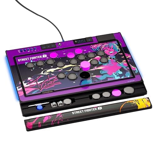 Qanba Sapphire S1 Street Fighter 6 Juri Edition Leverless Arcade Controller Joystick for PlayStation 5 and PlayStation 4 and PC (Fighting Stick) Officially Licensed Sony Product，Detachable Joystick，Tournament Grade for Fighting Games,18 Adjustable Buttons, Detachable Wrist Rest thumbnail 3