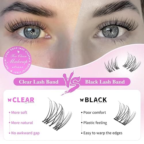Natural Lash Clusters Venus Wispy Cluster Eyelash Extensions Invisible Thin Band Eyelash Cluster 8-16mm DIY Lash Extensions with Clear Band Individual Lashes Clusters Natural Look by WTVANE thumbnail 6