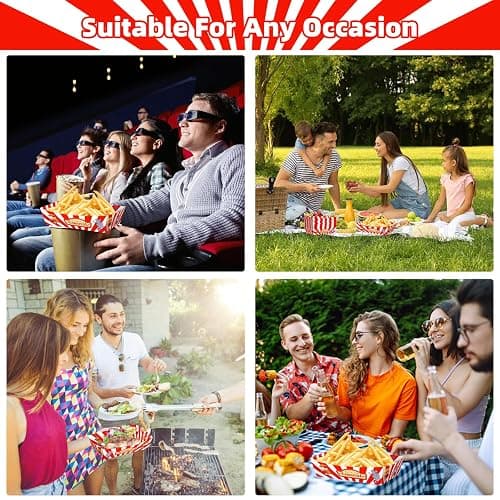 No Folding Required 100 Pack 2 Lb Carnival Food Trays Carnival Party Decorations Disposable Paper Food Serving Trays Nacho Hot Dog Boats Plates Bowls for Circus Theme Graduation Party Supplies thumbnail 7