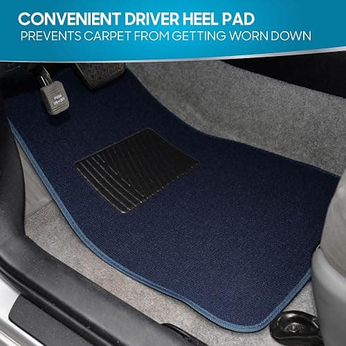 BDK Premium Carpet Blue Floor Mats for Cars - Universal Fit Interior 4-Piece Car Mats Full Set with Vinyl Heel Pad Protector - Cute Car Accessories Interior Floor Covers for SUVs & Trucks thumbnail 2
