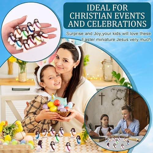 Haishell 50 Pcs Mini Jesus Figures Glow in The Dark Religious Cute Tiny Doll to Hide and Seek Church Favors for Sunday School Baptism (Mini, 50, Jesus Loves You) thumbnail 6
