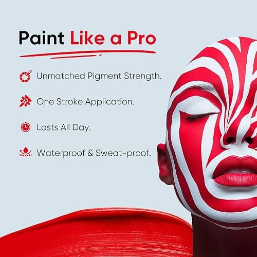 Blue Squid PRO 12 Color Pack Face Paint Stick - Waterproof Body Paint for Adults & Kids Eye Black Baseball, Softball - Vegan Hypoallergenic Twist-Up Non-Toxic Makeup Stick for Cosplay, Sports & SFX thumbnail 4