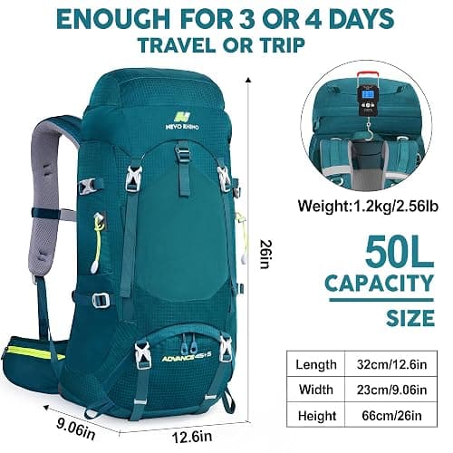 N NEVO RHINO Internal Frame Hiking Backpack 50/60/65/70/80L, Mountain Climbing Camping Backpack Daypack Waterproof Rain Cover thumbnail 3