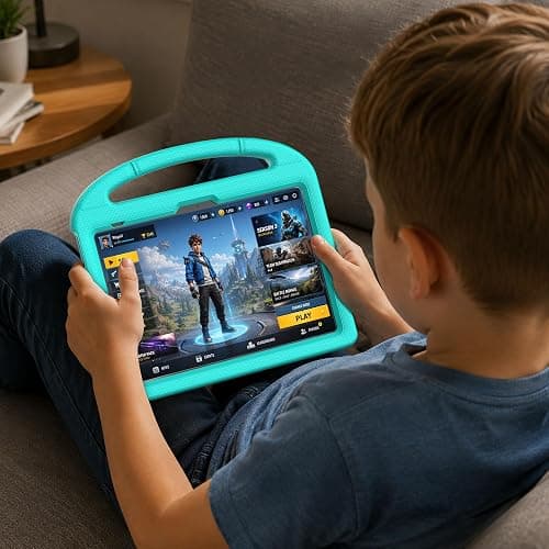 SUPLIK Kids Case for iPad A16 11-Inch 2025 (11th Gen) & iPad 10th Generation (10.9" 2022), Durable Shockproof Stand Cover with Screen Protector/Pencil Holder/Handle for Kids, Cyan thumbnail 8
