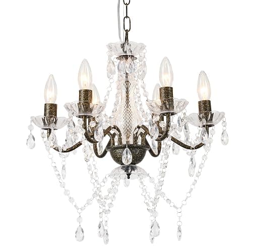 Mr.Color Black and Gold Chandeliers Acrylic Crystal Modern Farmhouse Chandelier Lighting 6 Light Pendant Lighting for Dining Room Living Room Enrtryway - Image 1