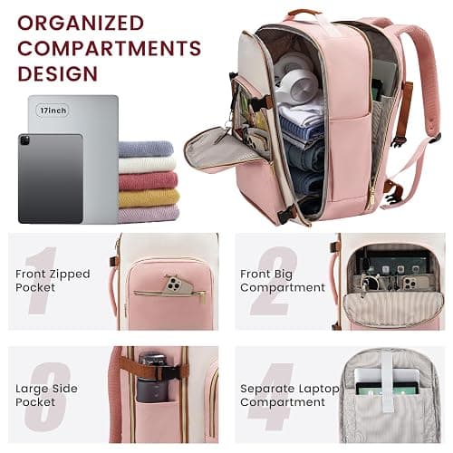 LOVEVOOK 40L Large Travel Backpack for Women Men, 17 Inch Carry on Backpack for Traveling on Airplane, Personal Item Travel Bag Airline Approved, Business Causal Weekender Backpacks thumbnail 5