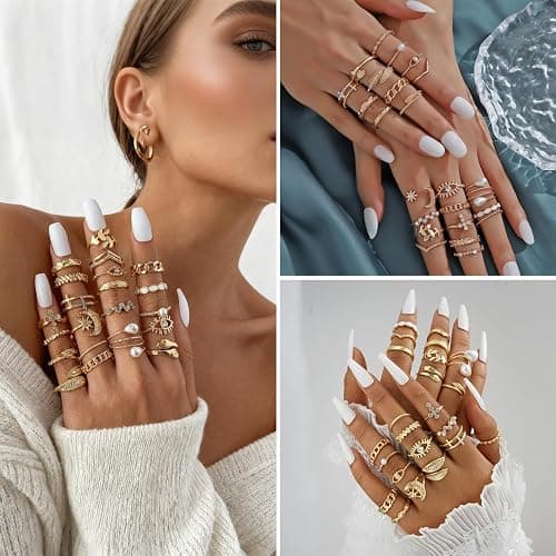 CHICUTIE Gold Knuckle Rings Set For Women Stackable Joint Finger Midi Rings Dainty Cubic Crystal Zirconia Simple Hollow Twist Cute Rings Pack Jewelry Gift thumbnail 3