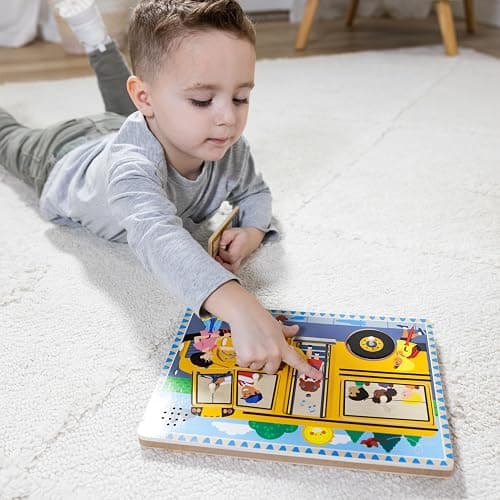 Melissa & Doug The Wheels on The Bus Song Puzzle – 8-Piece Wooden Peg Puzzle with Light-Activated Sounds, Music Learning Toy for Toddlers and Preschoolers Ages 2+ thumbnail 7