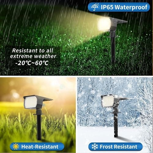 WENATY Solar Spot Lights Outdoor Waterproof IP65, 12 Pack Landscape Spotlights with 46 LEDs, 3 Modes Auto On/Off Solar Powered Flood Lights for Outside Pathway, Yard, Garden, Walkway (Warm White) thumbnail 4