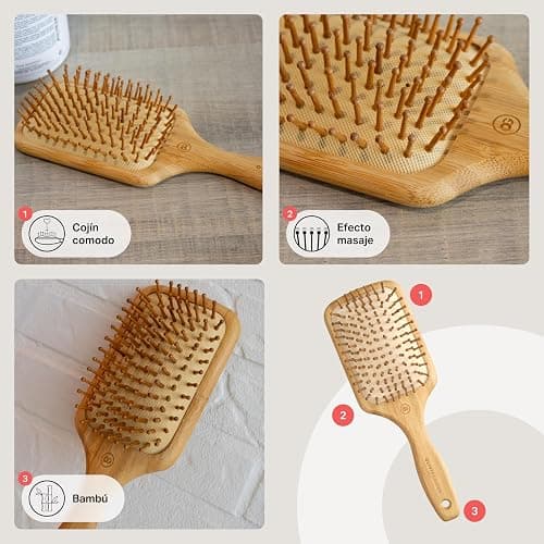 Olivia Garden Bamboo Touch Detangle Massage - Cepillo de Bambú Ecológico para Desenredado Suave y Masaje del Cuero Cabelludo thumbnail 4