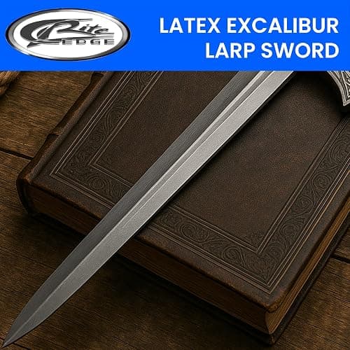 X-Forge 28” Latex Excalibur LARP Sword – Black & Silver Latex Sword for Adult Medieval Cosplay Prop, Costume Accessory for LARP, Halloween & Theatrical Use thumbnail 2