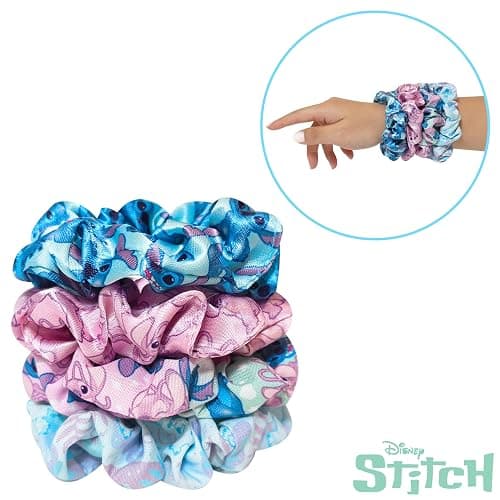 LUV HER Disney Stitch Scrunchies for Girls - 4 Large Printed Scrunchies with Your Favorite Characters - Hair Accessories for Girls 3+ thumbnail 2