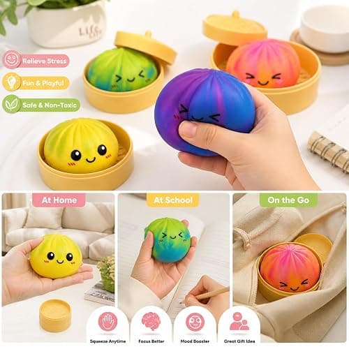 Tansix Blue and Yellow Dumpling Squishies New Mystery Squishies Dumpling with Box Stress Relief Balls Sensory Toys Desk Squeeze Toys Gift(2PC) thumbnail 3