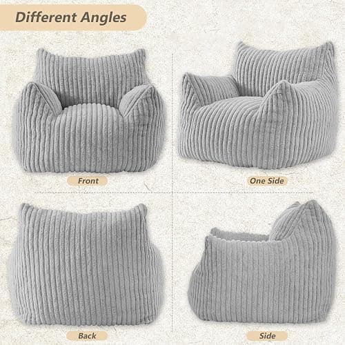 Achicsofar Giant Bean Bag Chairs for Adults Teens, Large Bean Bag Sofa Chairs with Filling Comfy Fuzzy BeanBag Chair with Armrests for Bedroom Living Room Reading thumbnail 8