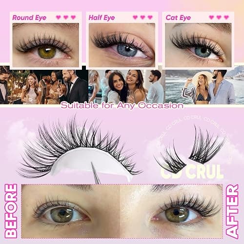 Cluster Lashes Kit Wispy Eyelashes Individual Kit Natural Individual Eyelashes 8-16mm Lash Clusters CD Curl Lash Extension Kit 144pcs False Eyelashes with Bond and Seal Lash Glue by Vanssymunlin thumbnail 4