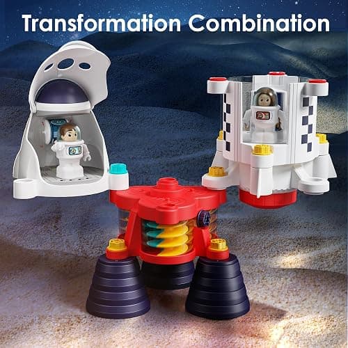 iPlay, iLearn Rocket Outer Space Toys, Kids Spaceship Playset with Space Shuttle, Electric Drill, 2 Astronauts, Educational STEM Take Apart Adventure Gift for 3 4 5 6 7 8 Year Old Boy Girl thumbnail 4