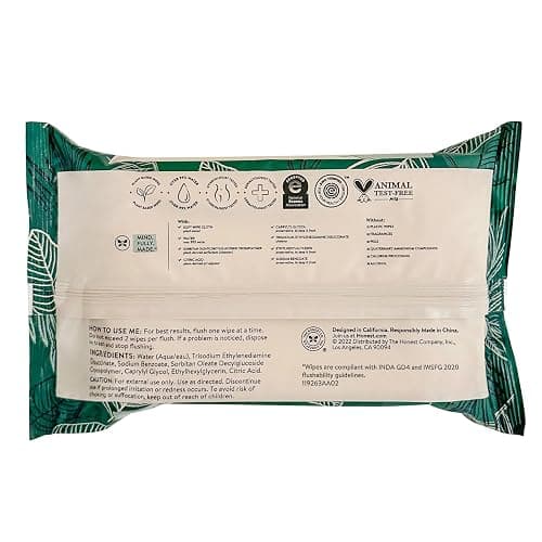 The Honest Company Flushable Wipes, Hypoallergenic, Tropical Leaves, 42ct | Flushable Wipes, 42 Ct. Hypoallergenic, Plant-Based, 99% Water, Dermatologist Tested. Safe To Flush, For Sensitive Skin. thumbnail 9