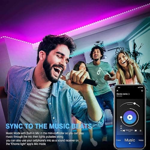 Mexllex LED Strip Lights 30M, Music Sync Color Changing RGB LED Strip with Remote, Sensitive Built-in Mic, App Controlled LED Lights, RGB LED Light Strip(APP+Remote+Mic) thumbnail 7