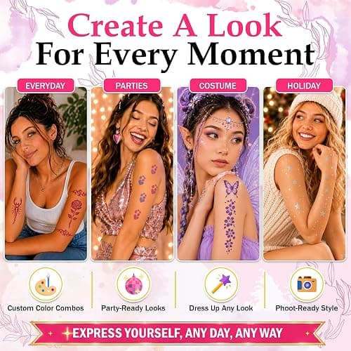 Jim&Gloria Skin Markers Temporary Tattoo Pen 10 Colors with Gold and Silver, Fake Body Paint Tattoos, Christmas Makeup, Face Painting Kit Teen Girl Gifts Trendy Stuff Adults, Birthday Gift thumbnail 5