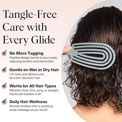 Kitsch Detangler Brush – Flexible Curly Hair Brush for Women, Men & Kids | Detangling Hairbrush with Bendable Frame and Ultra-Smooth Bristles for Wet or Dry Strands - Haze Blue thumbnail 2