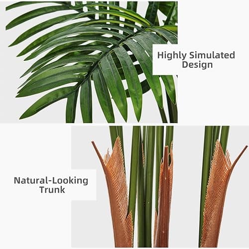 ASTIDY Artificial Palm Tree 5FT - Fake Tree with White Tall Planter - Faux Tropical Areca Floor Plant in Pot - Artificial Silk Plant for Home Office Living Room Decor Indoor thumbnail 7