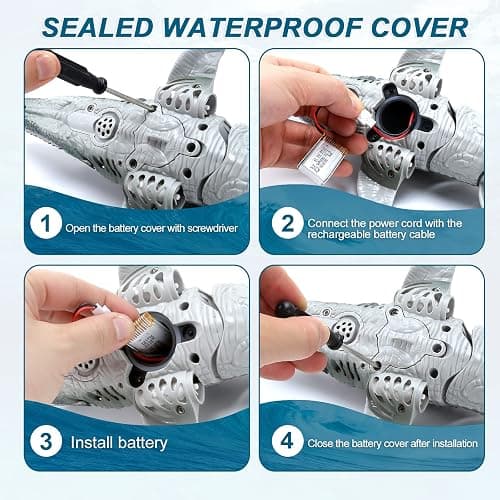 fromeasy Mosasaurus Dinosaur Toys, Upgrade Remote Control Water Toy, Pool Toys for Kids Ages 4-8, RC Dino with Light and Spray Water for Swimming Bath Lake Ocean Christmas Birthday Gift thumbnail 6