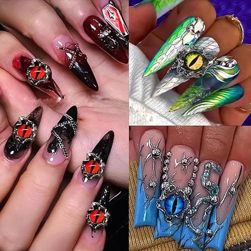 HFKPJRT 150Pcs Eye Nail Charms, 6mm 10mm Eyeball Charms for Nails, Dragon Eye Nail Charms, Animal Eyes Beads Decoration for Acrylic Nails, 3D Glass Eyes for Dolls, Halloween DIY Craft thumbnail 5