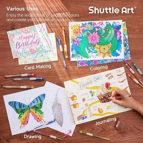 Shuttle Art 160 Pack Glitter Gel Pens, 80 Colors Glitter Gel Pens Set with 80 Refills for Adults Coloring Books Drawing Crafts Scrapbooking Journaling thumbnail 5