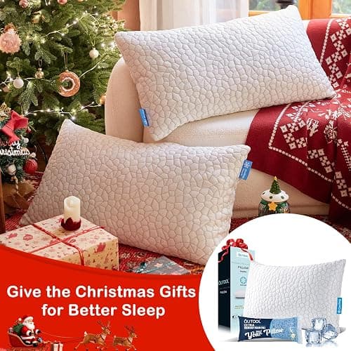 Cooling Pillow for Sleeping Shredded Memory Foam CertiPUR-US Certified, Stocking Stuffers Gifts, Adjustable Soft and Supportive Bed Pillow for Side, Back, Stomach Sleepers, Cool Pillow for Hot Sleeper thumbnail 2
