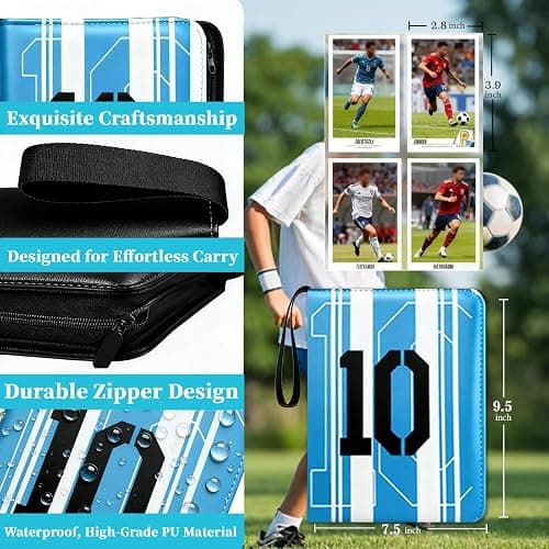 Soccer Card Binder,400 Pockets Card Binder with Card Display Design,2025-2026 Premium Card Ablums with Sports Pattern Wristband Fit for Football Basketball & TCG Cards Collectors thumbnail 3