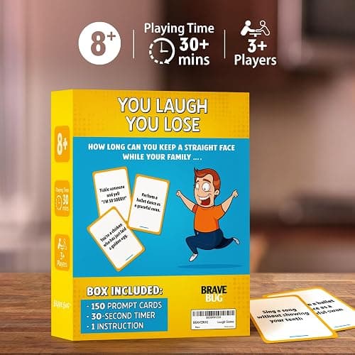 BRAVEBUG You Laugh You Lose Game - Funny Charades Kids Games - Board Games for Kids & Teens - Try Not to Laugh Challenge - Sleepover Party Supplies for Girls, Birthday Game for Family, Kids & Girls thumbnail 6